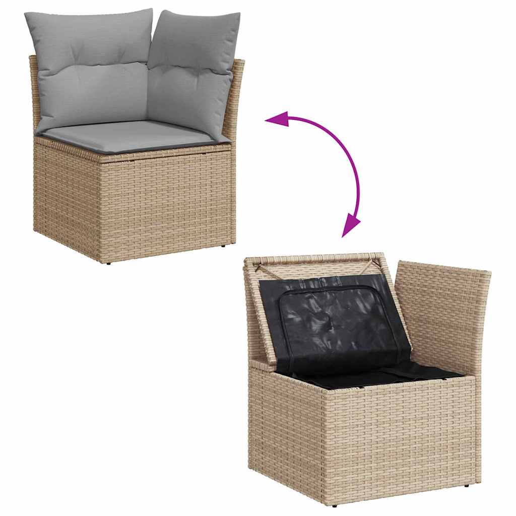 Gartensofa-set mit Kissen mit Speicher 12 pcs Beige Poly Rattan