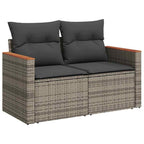 Gartensofa-set mit Kissen mit Speicher 12 pcs Grau Poly Rattan