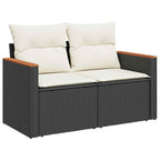 Gartensofa-set mit Kissen mit Kissen 12 pcs Schwarz Poly Rattan