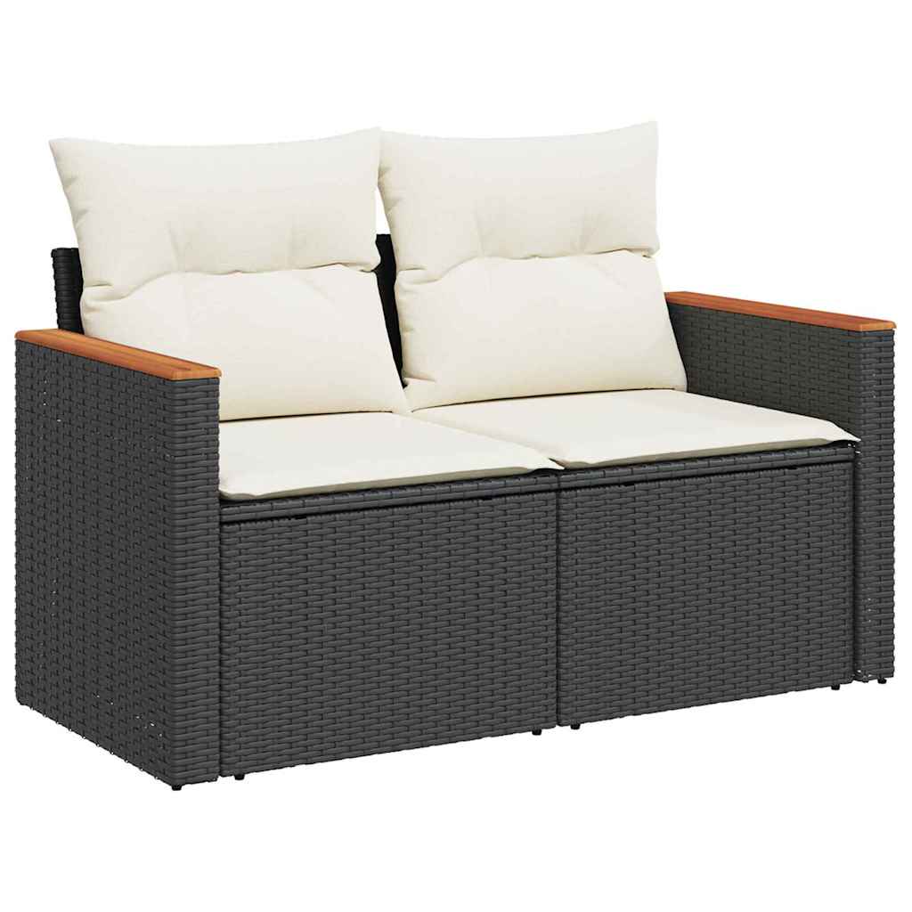 Gartensofa-set mit Kissen mit Kissen 12 pcs Schwarz Poly Rattan