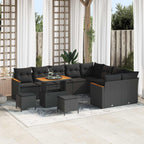 Gartensofa-set mit Kissen mit Kissen 12 pcs Schwarz Poly Rattan