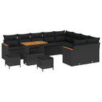 Gartensofa-set mit Kissen mit Kissen 12 pcs Schwarz Poly Rattan
