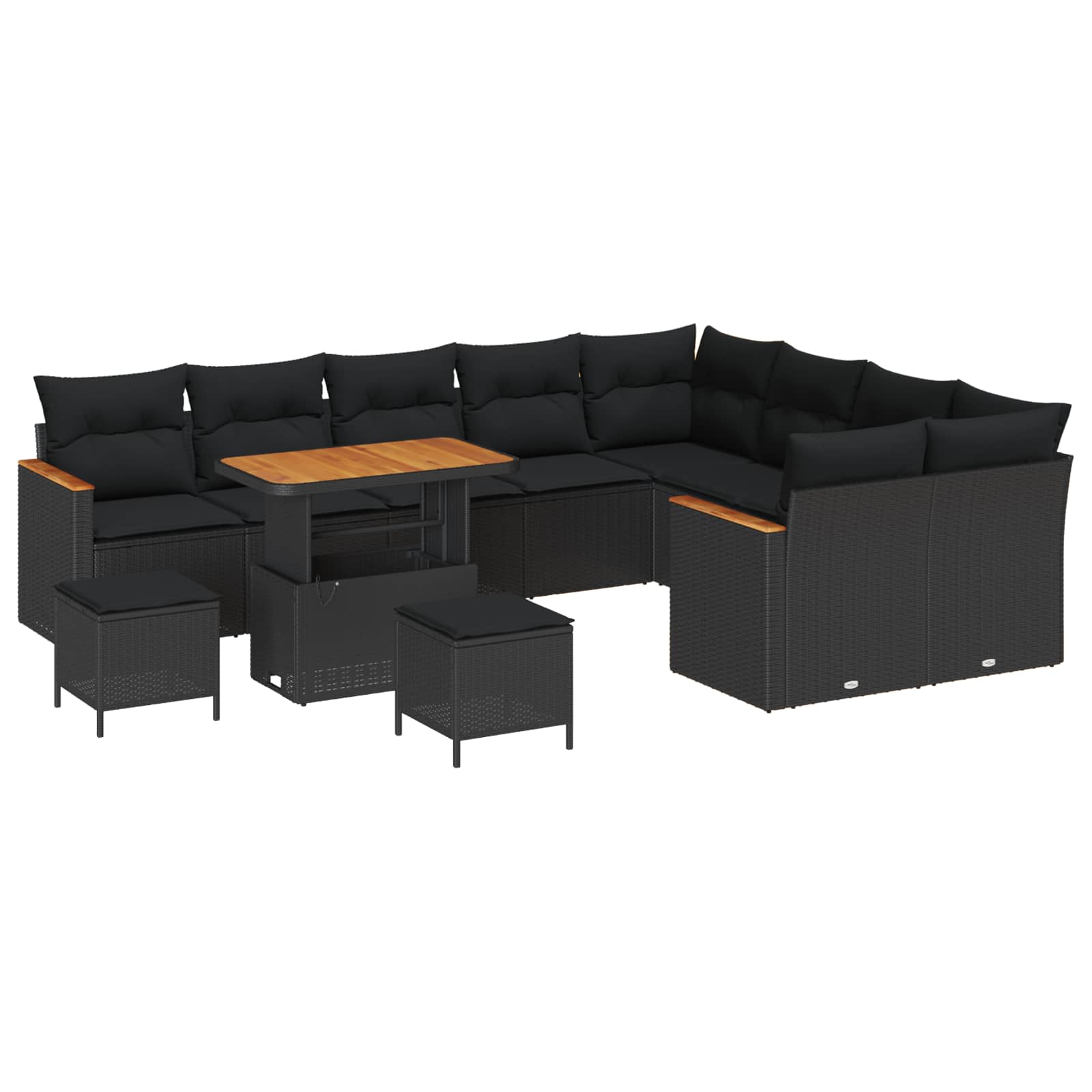 Gartensofa-set mit Kissen mit Kissen 12 pcs Schwarz Poly Rattan