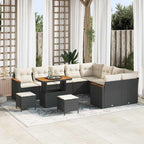 Gartensofa-set mit Kissen mit Kissen 12 pcs Schwarz Poly Rattan