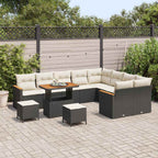 Gartensofa-set mit Kissen mit Kissen 12 pcs Schwarz Poly Rattan
