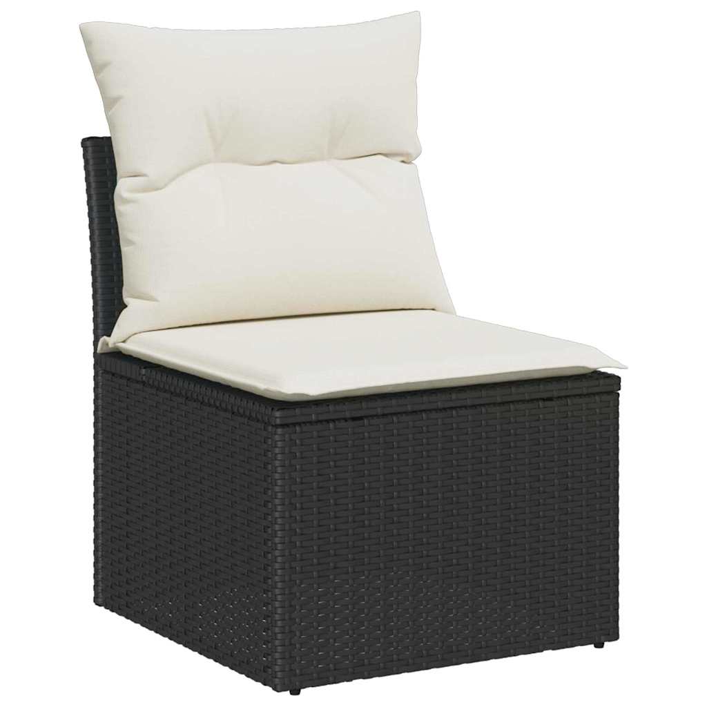 Gartensofa-set mit Kissen mit Kissen 12 pcs Schwarz Poly Rattan