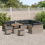 Gartensofa-set mit Kissen mit Speicher 12 pcs Grau Poly Rattan