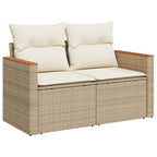 Gartensofa-set mit Kissen mit Speicher 13 pcs Beige Poly Rattan