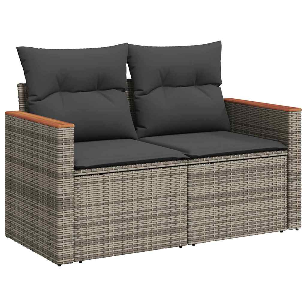 Gartensofa-set mit Kissen mit Speicher 13 pcs Grau Poly Rattan