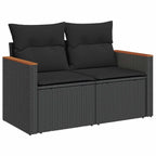 Gartensofa-set mit Kissen 13 pcs Schwarz Poly-Rattan