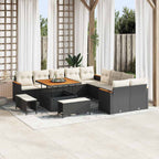 Gartensofa-set mit Kissen 13 pcs Schwarz Poly-Rattan