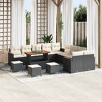 Gartensofa-set mit Kissen 18 pcs Schwarz und Creme Poly-Rattan