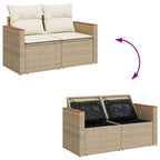 Gartensofa-set mit Kissen 18 pcs Beige und Creme Poly-Rattan