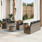 Gartensofa-set mit Kissen 10 pcs Grau Poly-Rattan
