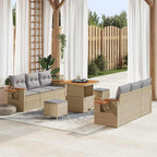 Gartensofa-set mit Kissen 11 pcs Beige und Hellgrau Poly-Rattan