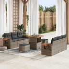 Gartensofa-set mit Kissen 11 pcs Grau Poly-Rattan