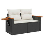 Gartensofa-set mit Kissen 11 pcs Schwarz und Creme Poly-Rattan