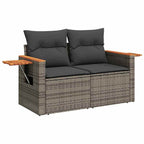Gartensofa-set mit Kissen 11 pcs Grau Poly-Rattan