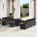 Gartensofa-set mit Kissen 13 pcs Schwarz Poly-Rattan