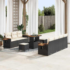 Gartensofa-set mit Kissen 13 pcs Schwarz und Creme Poly-Rattan