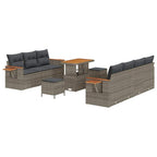 Gartensofa-set mit Kissen 13 pcs Grau Poly-Rattan