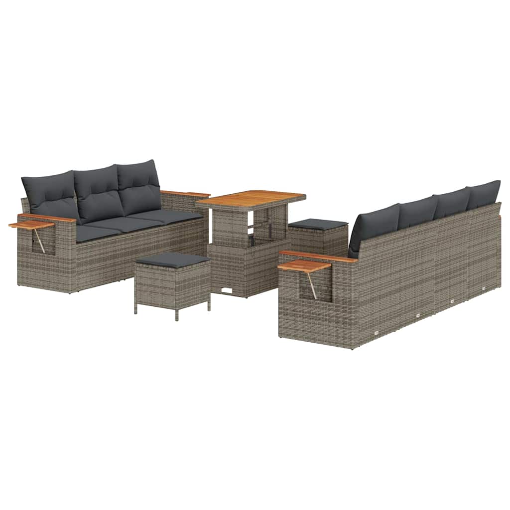 Gartensofa-set mit Kissen 13 pcs Grau Poly-Rattan