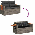 Gartensofa-set mit Kissen 13 pcs Grau Poly-Rattan