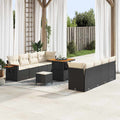 Gartensofa-set mit Kissen 12 pcs Schwarz und Creme Poly-Rattan