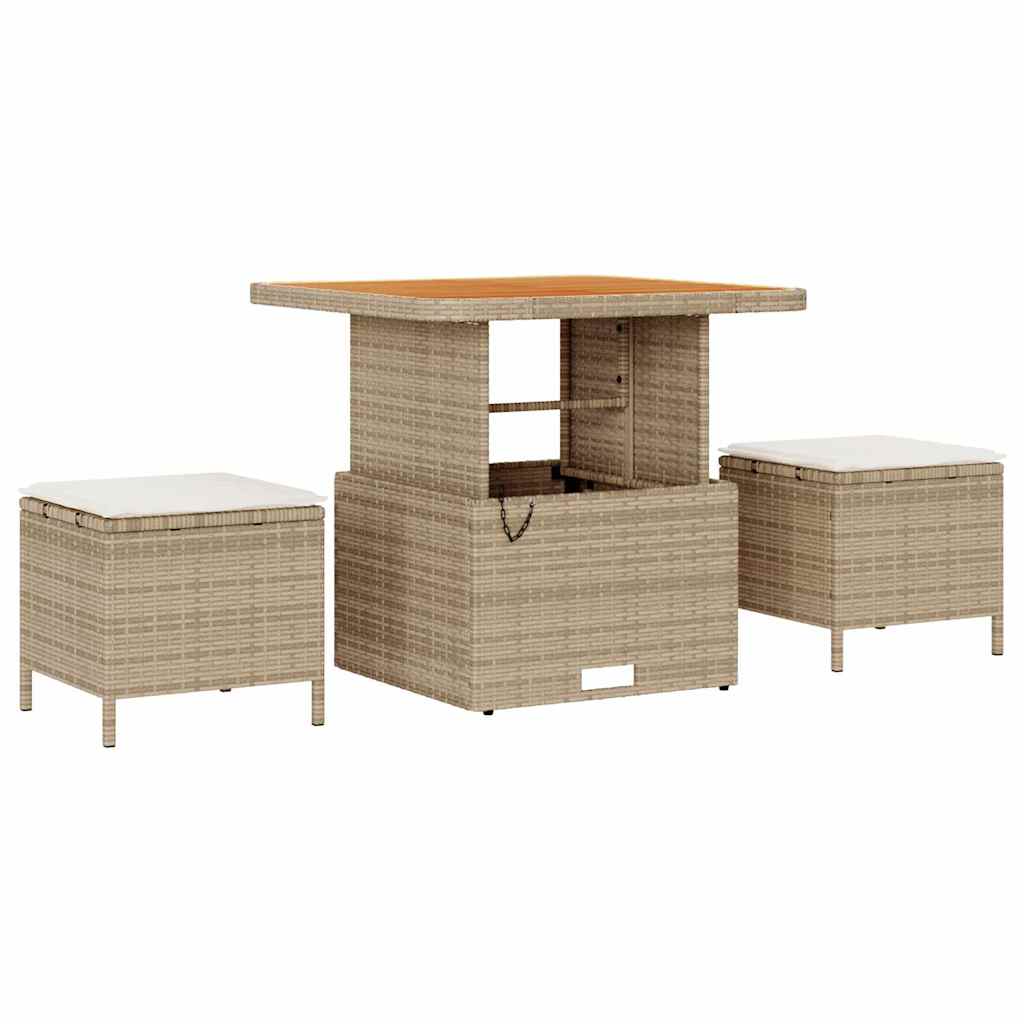 Gartensofa-set mit Kissen 12 pcs Beige und Creme Poly-Rattan