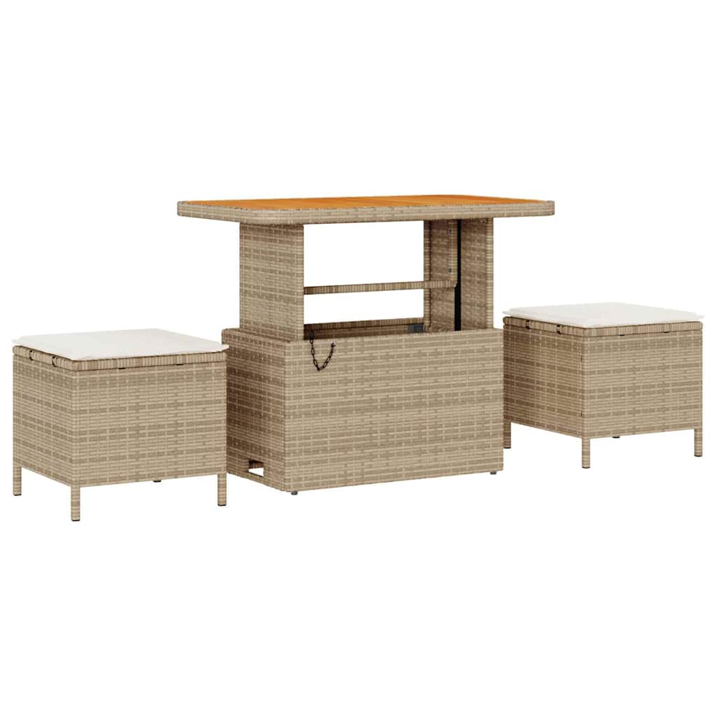 Gartensofa-set mit Kissen 12 pcs Beige und Creme Poly-Rattan