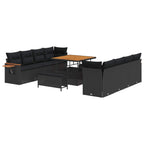 Gartensofa-set mit Kissen 12 pcs Schwarz Poly-Rattan