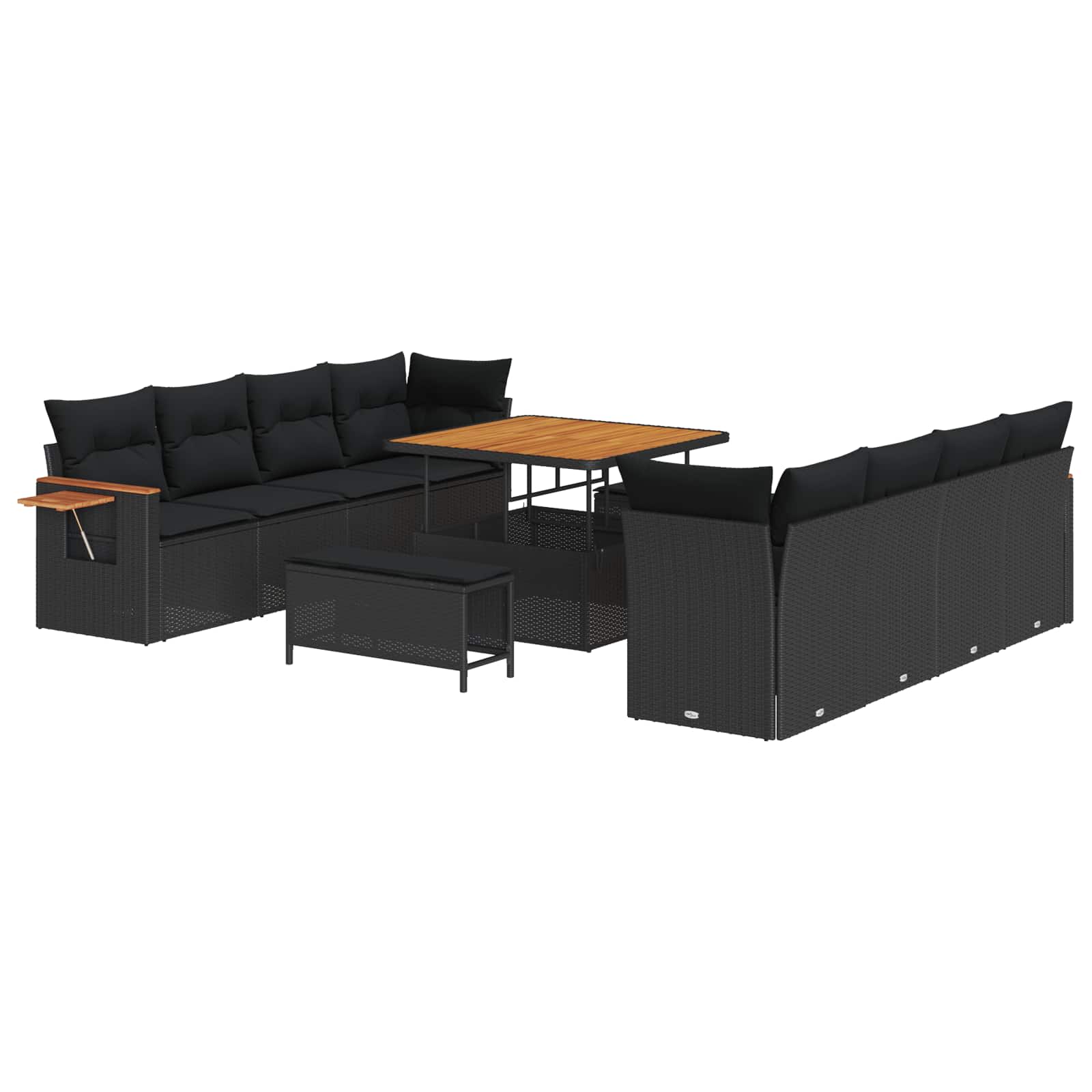Gartensofa-set mit Kissen 12 pcs Schwarz Poly-Rattan