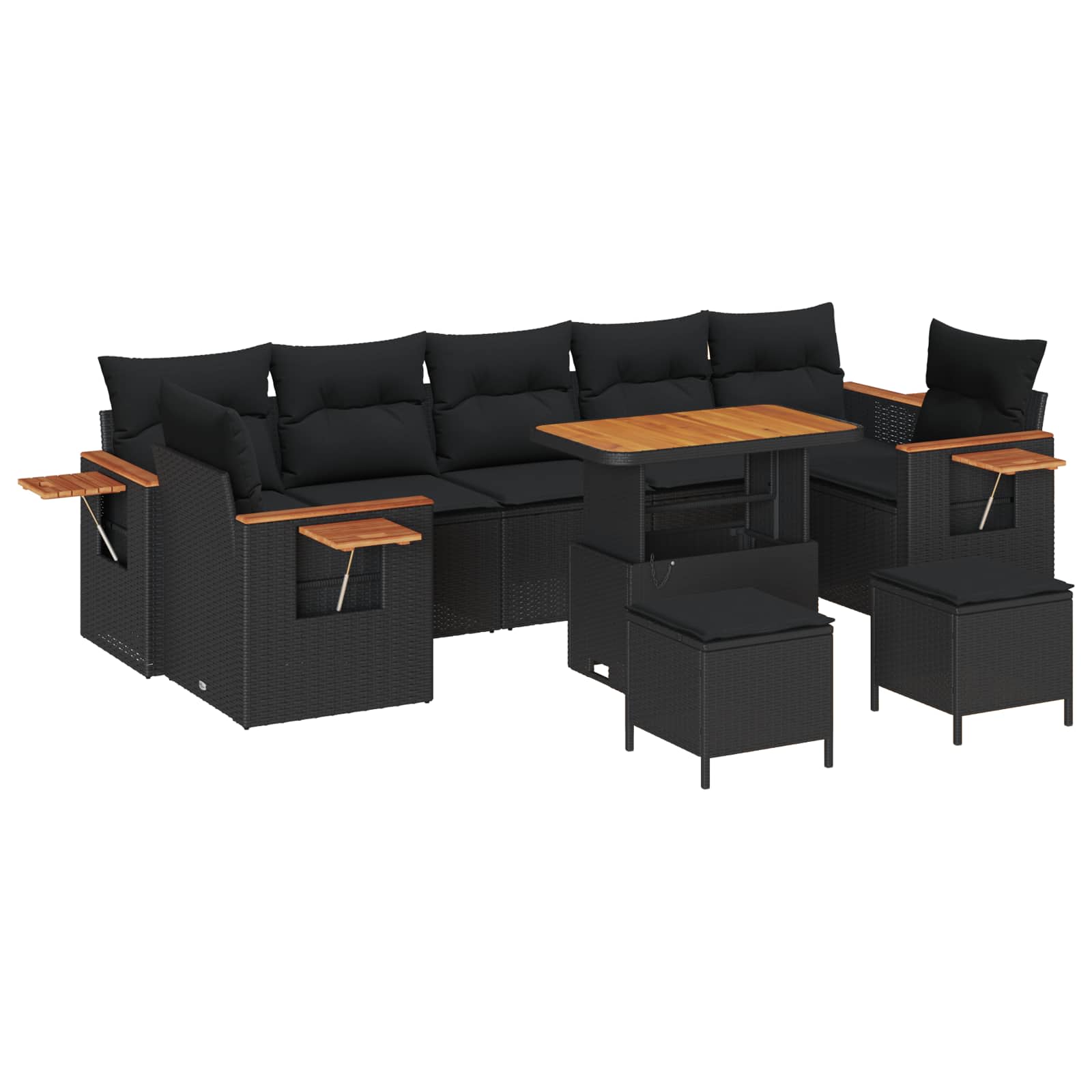 Gartensofa-set mit Kissen 13 pcs Schwarz Poly-Rattan