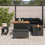 Gartensofa-set mit Kissen 9 pcs Schwarz Poly-Rattan