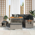 Gartensofa-set mit Kissen 9 pcs Grau Poly-Rattan
