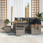Gartensofa-set mit Kissen 9 pcs Grau Poly-Rattan