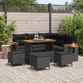 Gartensofa-set mit Kissen 10 pcs Schwarz Poly-Rattan