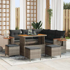 Gartensofa-set mit Kissen 10 pcs Grau Poly-Rattan