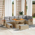 Gartensofa-set mit Kissen 11 pcs Beige und Hellgrau Poly-Rattan