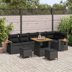 Gartensofa-set mit Kissen 11 pcs Schwarz Poly-Rattan