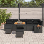 Gartensofa-set mit Kissen 11 pcs Schwarz Poly-Rattan