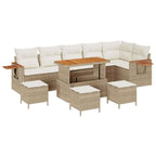 Gartensofa-set mit Kissen 12 pcs Beige und Creme Poly-Rattan