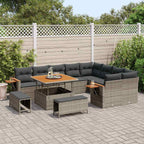 Gartensofa-set mit Kissen 13 pcs Grau Poly-Rattan