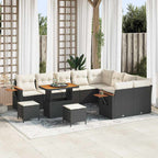 Gartensofa-set mit Kissen 13 pcs Schwarz und Creme Poly-Rattan