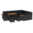 Gartensofa-set mit Kissen 14 pcs Schwarz Poly-Rattan