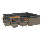 Gartensofa-set mit Kissen 14 pcs Grau Poly-Rattan