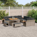 Gartensofa-set mit Kissen 17 pcs Grau Poly-Rattan