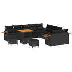 Gartensofa-set mit Kissen 17 pcs Schwarz Poly-Rattan