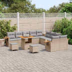 Gartensofa-set mit Kissen 17 pcs Beige und Hellgrau Poly-Rattan