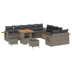 Gartensofa-set mit Kissen 17 pcs Grau Poly-Rattan